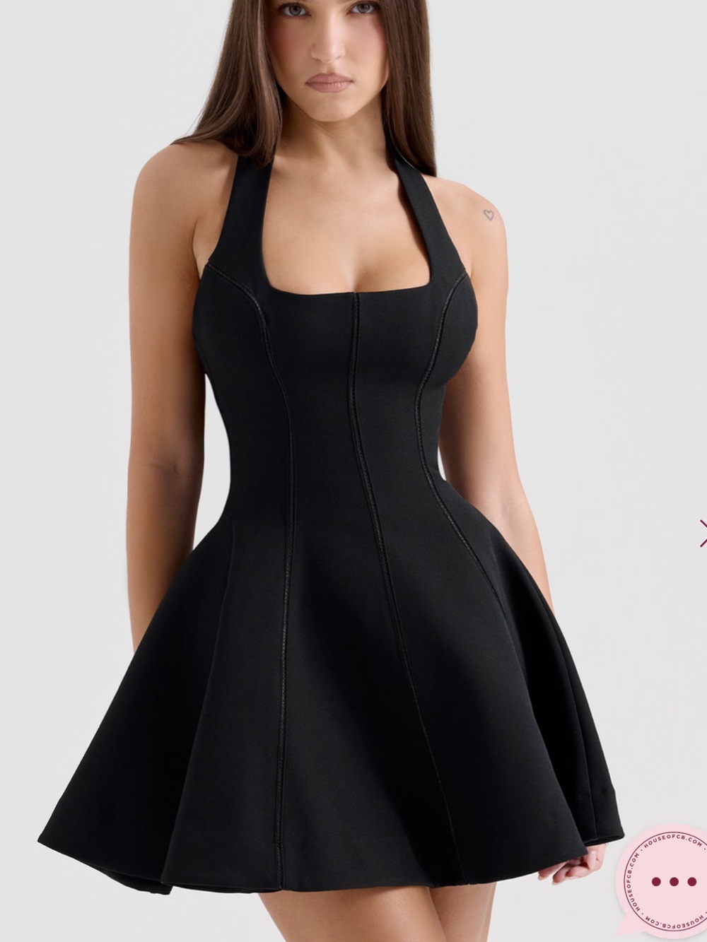 House of CB Loulette Black Halter Neck Bow Mini Dress - Picture 4 of 10